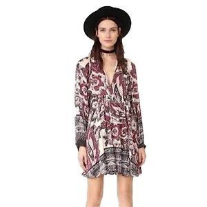 Free People Paisley “Say You Love Me” Baby Doll, Empire, V neck, Mini Dress